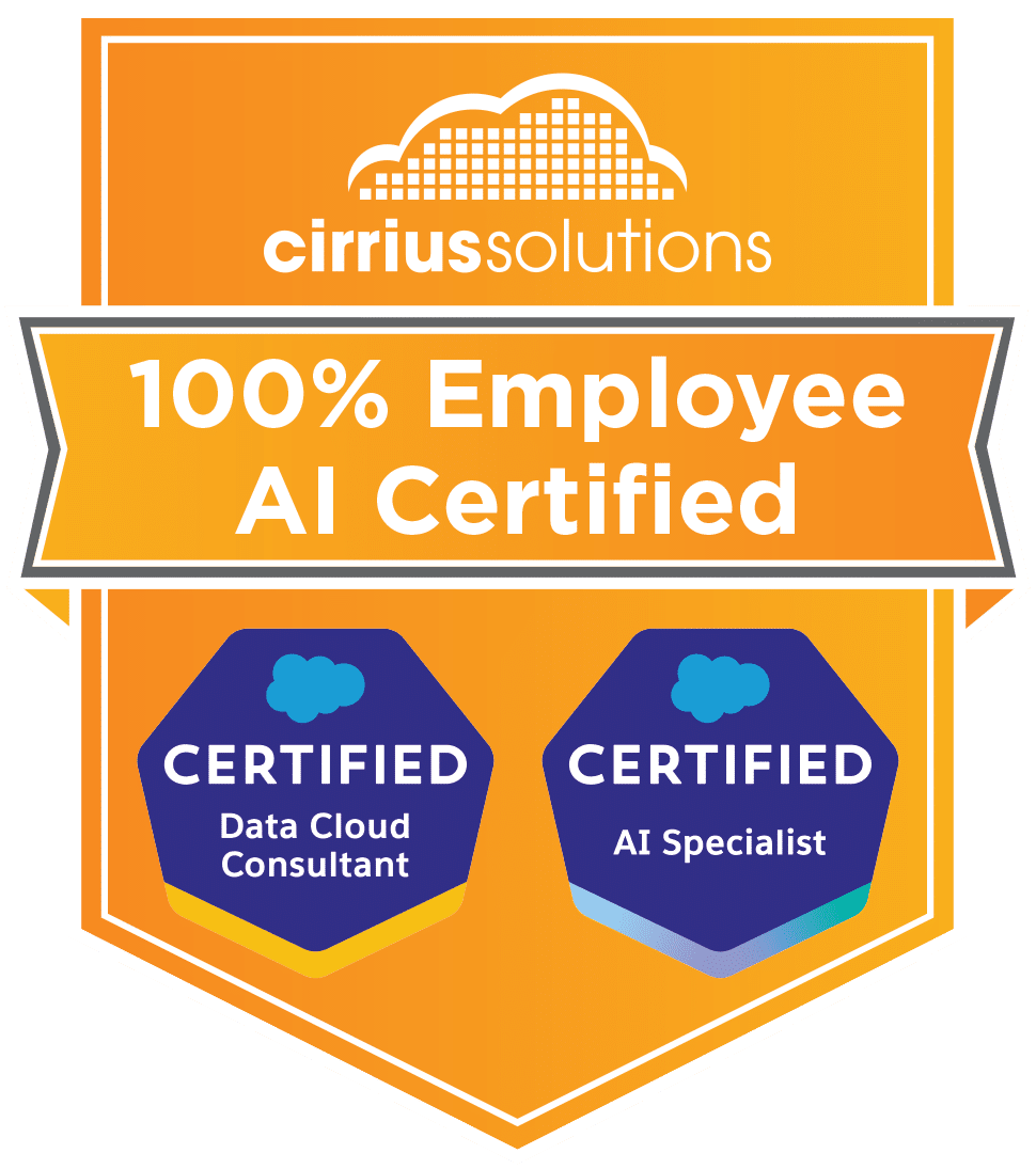 Cirrius Solutions - 100% Employee AI Certified - SalesForce Certified Data Cloud Assistant and Certified AI Specialist